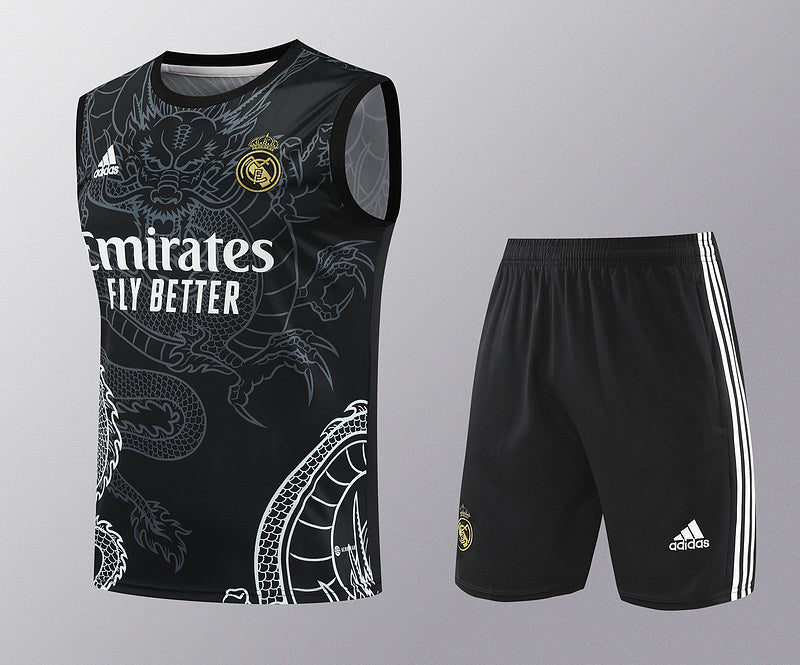 Kit de Treino Regata Real Madrid 2024/25 - Preto | Pronta entrega