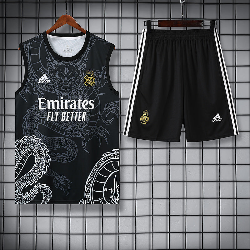 Kit de Treino Regata Real Madrid 2024/25 - Preto | Pronta entrega