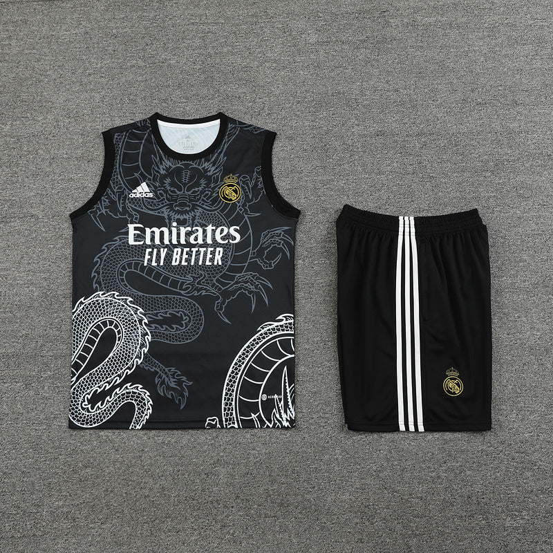 Kit de Treino Regata Real Madrid 2024/25 - Preto | Pronta entrega