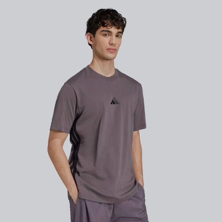 Camiseta Masculina Adidas 3 Stripes Cinza/Preto
