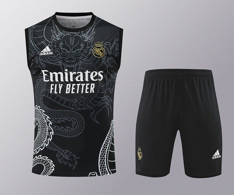 Kit de Treino Regata Real Madrid 2024/25 - Preto | Pronta entrega