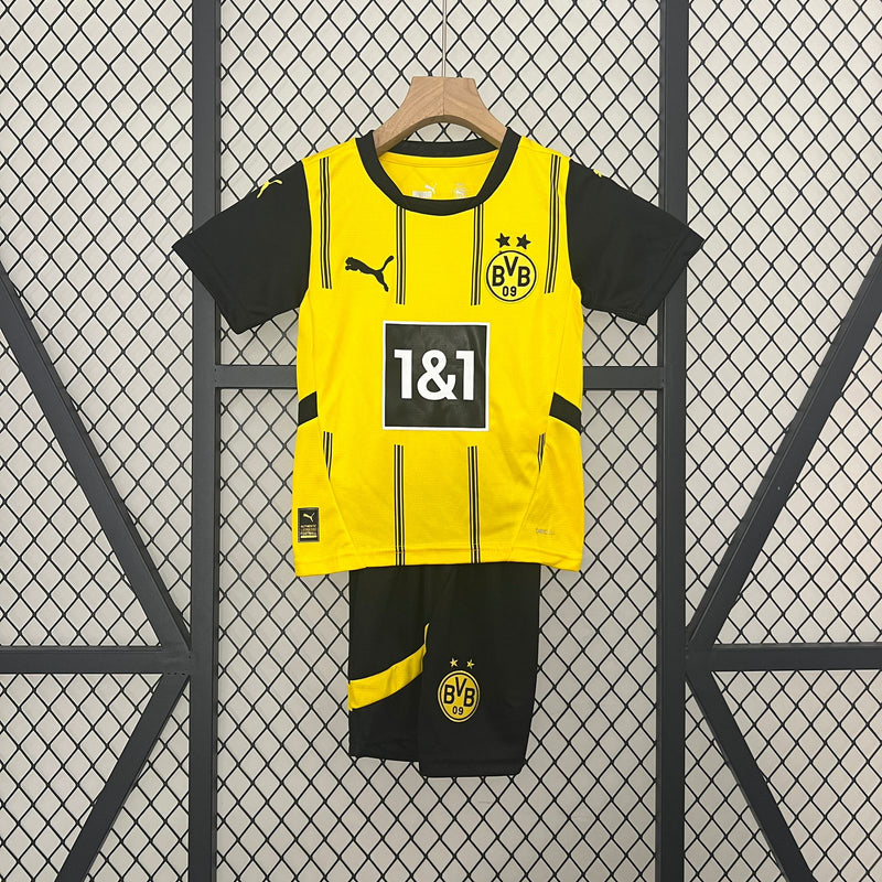 Estoque - Kit Infantil Borussia Dortmund 24/25 Puma - Amarelo e Preto 
