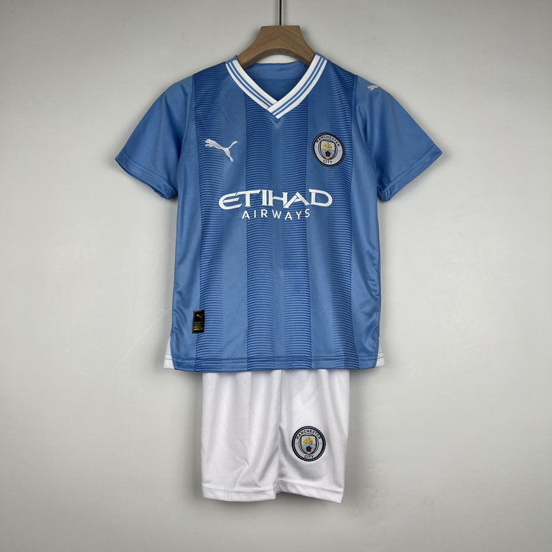 Kit Infantil Manchester City I 23/24 Puma - Azul