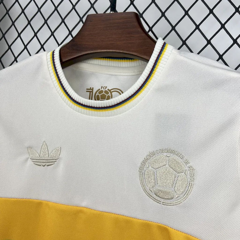 Kit Infantil Colombia 24/25 Adidas - Branco e  Dourado