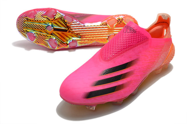 Chuteira Campo Adidas X Ghosted FG Rosa/Laranja