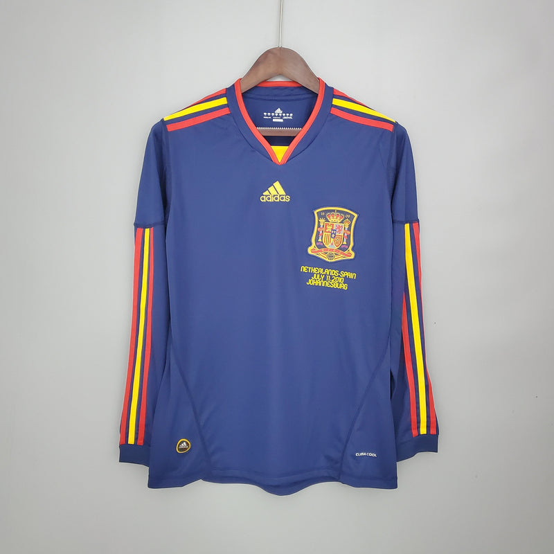 Camisa Manga Longa Seleção Espanha II 2010 Adidas - Azul