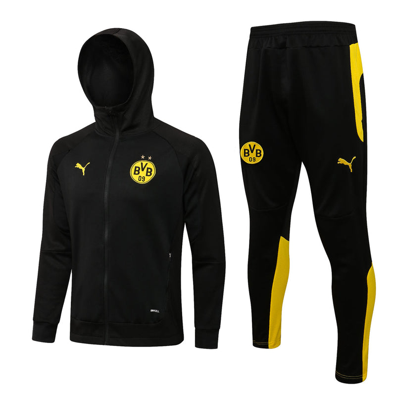 Conjunto Borussia Dortmund 21/22 Preta - Puma - Com Capuz