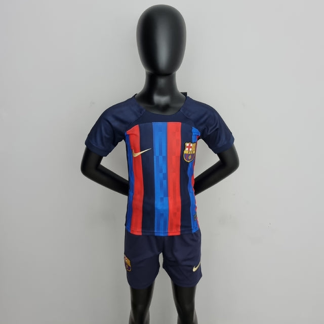 Kit Infantil Barcelona 22/23 Nike - Azul e Vermelho